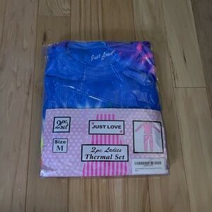 Just Love Blue and Pink Thermal Pajama Set